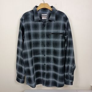 COLUMBIA Curtis Creek Plaid Long Sleeve Shirt XL Blue Omni Shade Wick Outdoor